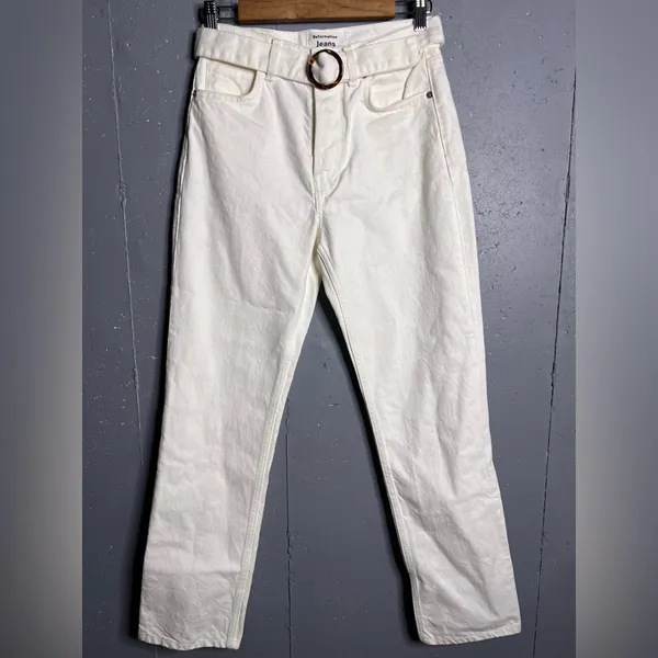 Reformation Cynthia Belted High Rise Straight Jeans Size 26 - Image 3