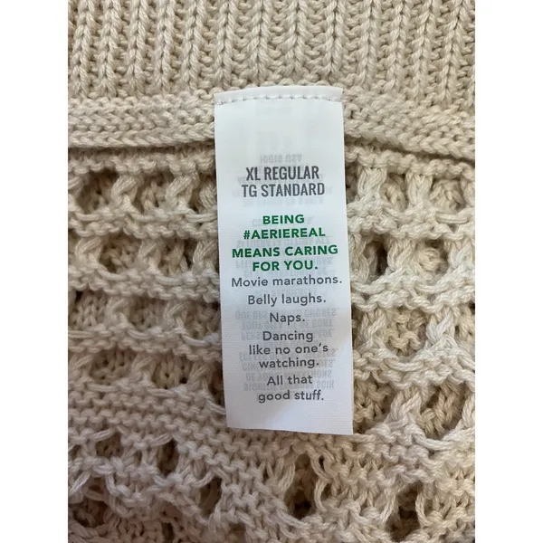 Aerie Womens XL Crochet Wide Leg Pants Cream Knit Beach Cover Up 0701-8501 NEW - Image 8