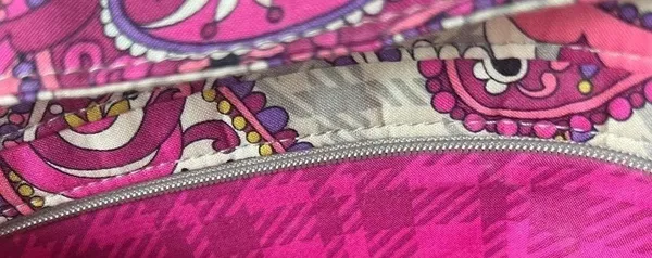 Vintage Vera Bradley Laptop Tote Bag Paisley Plaid case travel quilted pockets - Image 7