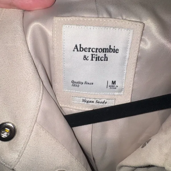 Abercrombie & Fitch Vegan Suede Jacket in Cream - Image 2