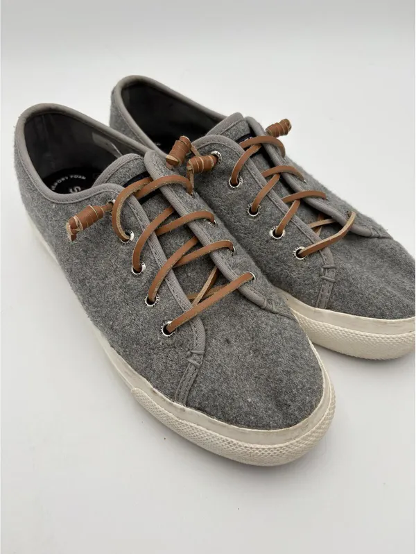 Sperry’s Womans Size 8 Cliffside Gray Wool Platform Sneakers with Brown Laces - Image 8