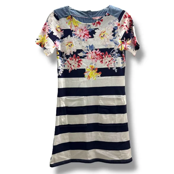 Joules Women's Seren Jersey Woven Mix Dress -‎ Stripe Whitstable Floral Size 6 - Image 3