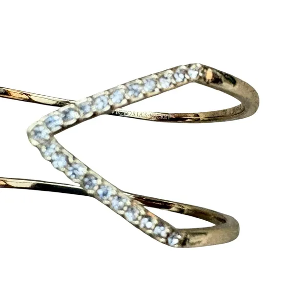 Victorias Secret Gold Tone Crystal Geometric Double Band Cuff Bracelet‎ - Image 5