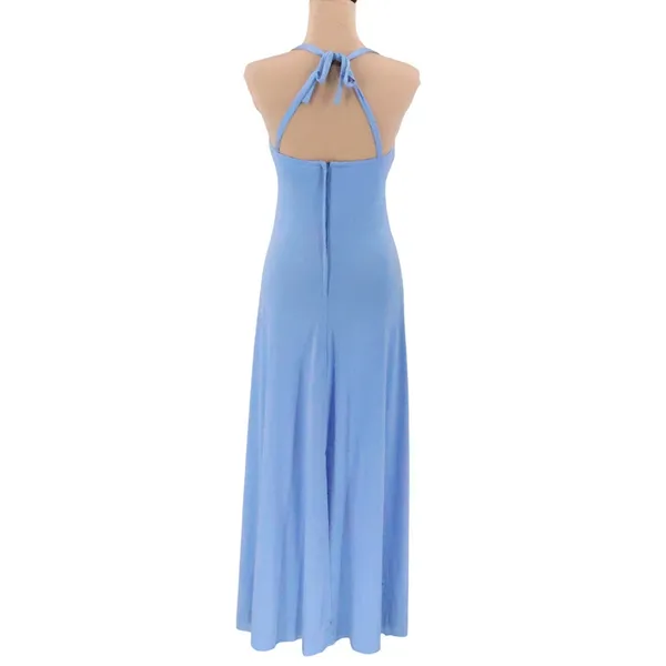 Ryan‎ Keith Vintage 70s Halter Maxi Dress Jacket Womens Size 6 Blue Babydoll Y2K - Image 2