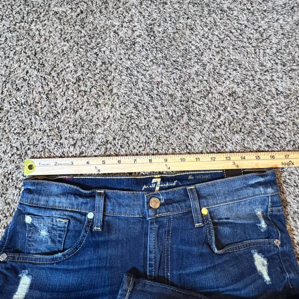 7‎ For All Mankind The Relaxed Skinny Distressed Blue Jeans Size 28 Made in USA - Image 5