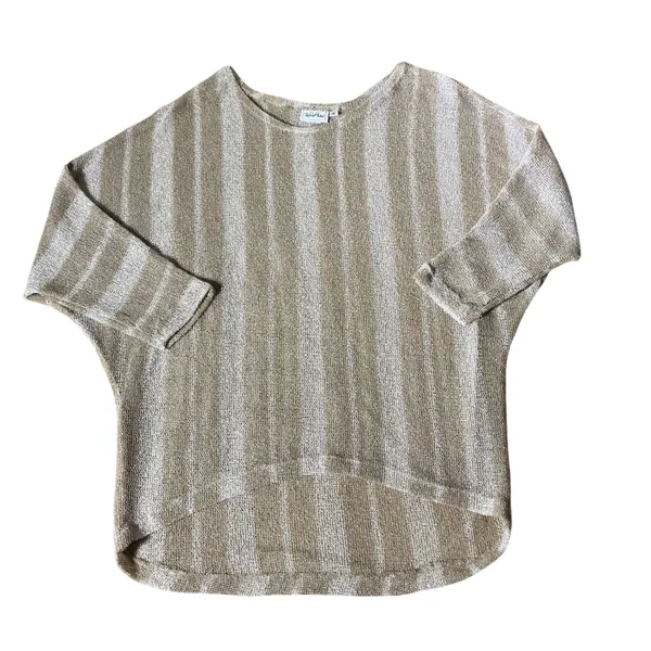Tailored West Fisherman‎ Womens Minimalist Striped Knit Batwing Sweater Top Sz S - Image 2