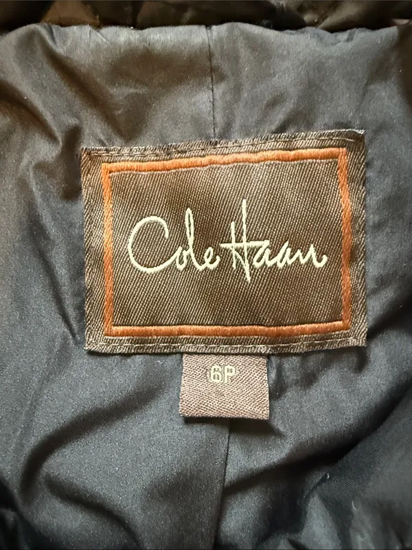 Cole Haan black quilted coat jacket size 6P - Image 2