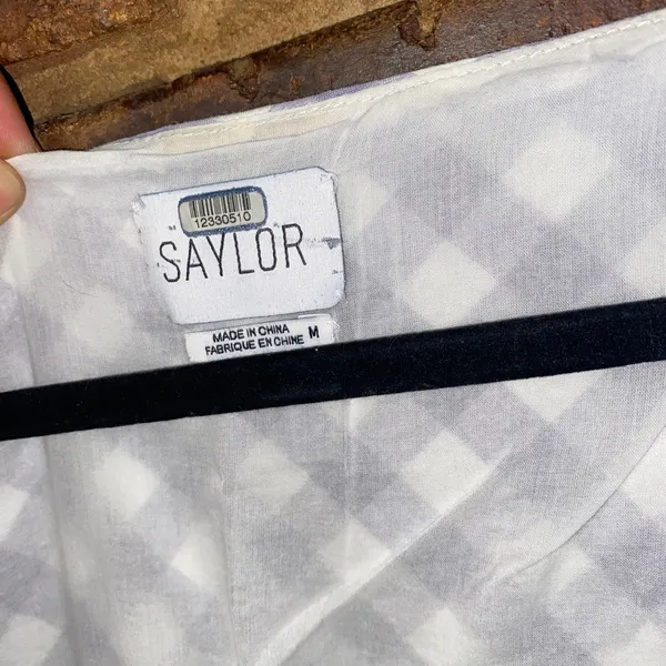 Saylor Gray White Gingham Plaid Hadleigh Mini Dress Women's Size Medium - Image 5