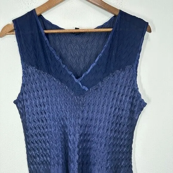Komarov Navy Blue Women's Size XL‎ Charmeuse & Chiffon Tiered Cocktail Dress - Image 8