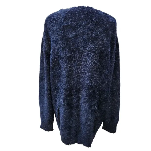 Free People NWT x Sandrine Rose Metallic Oversized Sweater in Gunmetal‎ Medium - Image 5