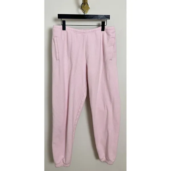 SKIMS Cotton Fleece Blend Classic Joggers in Barely Pink Size Large - Image 4