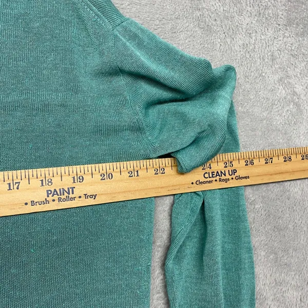 J‎ Crew Sweater Womens Medium Green Button V Neck Linen Blend Top Casual Coastal - Image 6