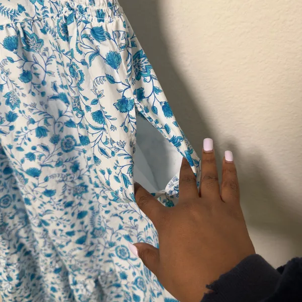 Draper James Women Midi Dress XXL Blue Floral Smocked Cottage Flutter‎ Sleeve - Image 6