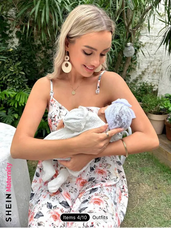 SheIn Floral Maternity & Nursing Dress - Image 3