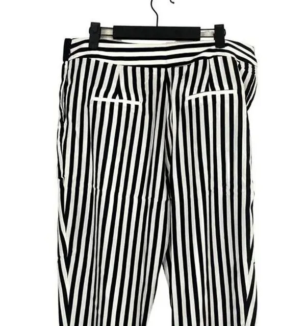 NWT Sans Souci Striped Lightweight Satin Feel Trouser Ankle Pant XL Black White - Image 6