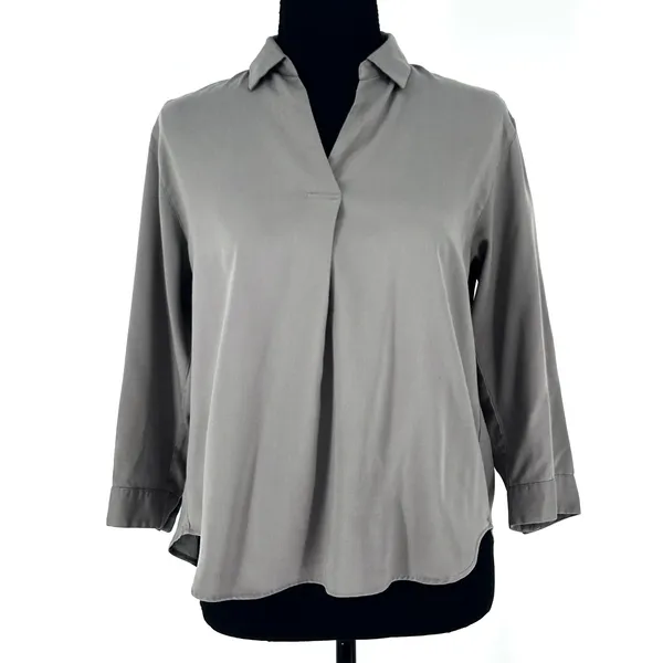 Uniqlo Blouse Womens Small Minimalist Elevated Casual Modern‎ Chic Gray Top S - Image 2