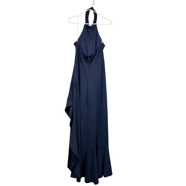 Lulus Women’s Majestic Perfection Navy Ruffled Halter Maxi Dress Size XL NWT - Image 7