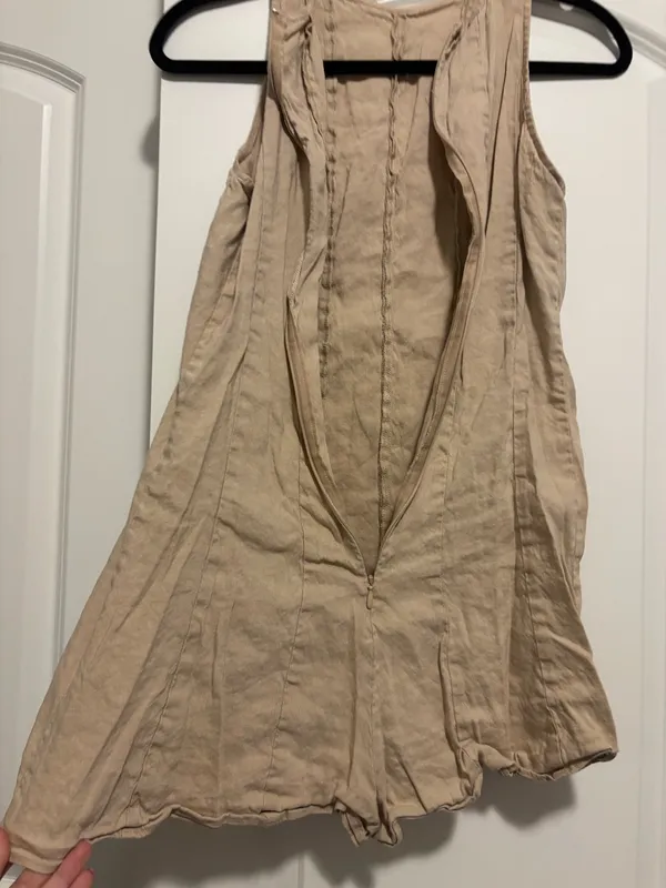 Gianni Bini Tan Linen Romper - Image 3
