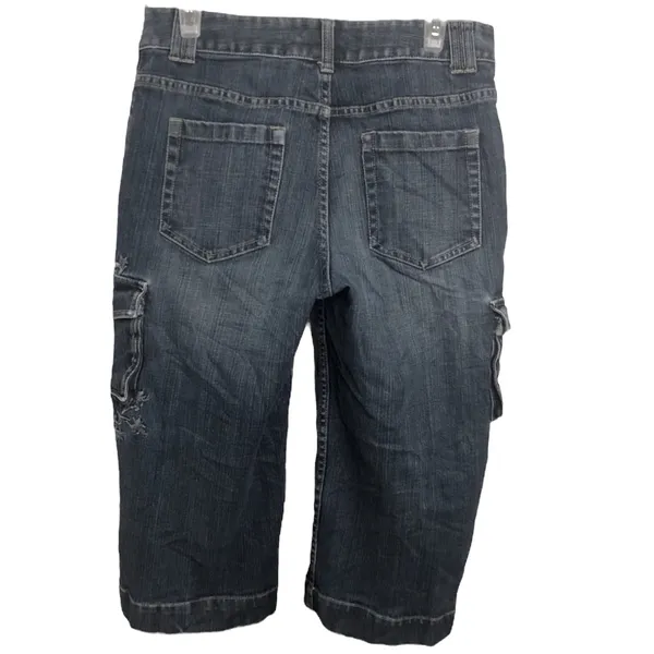 Bob Timberlake Denim Embroidered Wide Leg Cargo Denim Capri Blue Jeans Womens 10 - Image 9