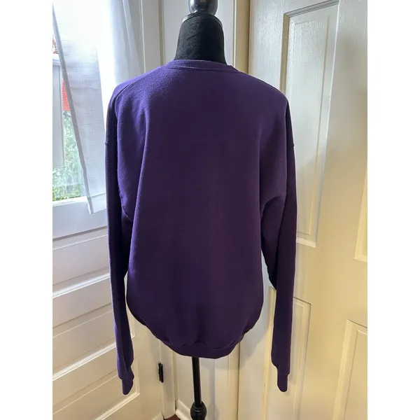 Vintage Red Hat Lady Purple Sweatshirt Crew Neck Womens Large Embroidery & Gems - Image 2