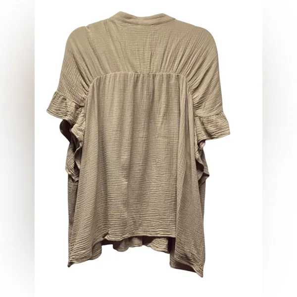 Bibi 100% Cotton gauze Babydoll Boho Chic Tunic Tan Size Medium - Image 5