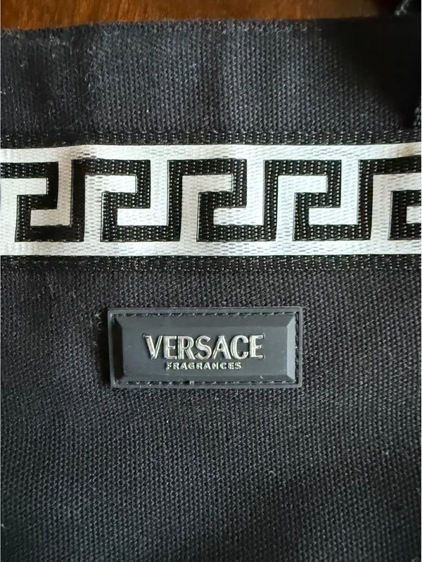 Versace Fragrances Black Tote Bag with Greek Key Pattern - Image 2