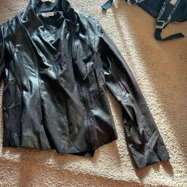 Calvin Klein shiny‎ black jacket small - Image 3