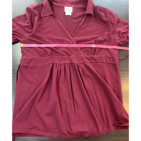 Oh Baby Motherhood Maternity Belted Empire Top Large 3/4 Sleeve‎ V Neck Stretch - Image 7