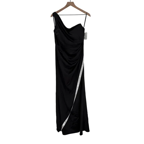 After Six‎ Black One Shoulder Ruched Long Formal Evening Gown Dress Size 8 - Image 3