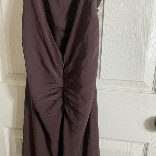 NWT Zara brown open-back maxi dress with back ruching size large - Image 12