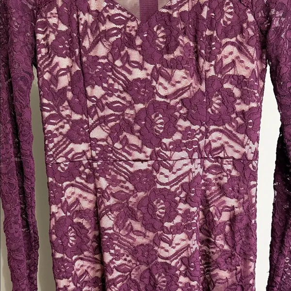 Soieblu Lace Long Sleeve Dress Burgundy Whimsigoth Vampy Dark Romance‎ - Image 5