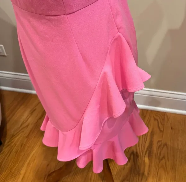 Hello Molly Bright Pink Strapless Mini Dress Ruffle M 6 Party Date Night - Image 6