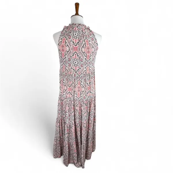 Club Monaco Silk Paisley Tiered Maxi Dress Tassel‎ Halter 00 - Image 3