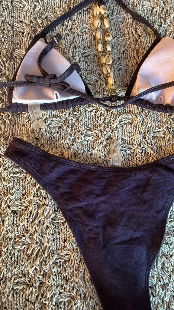 Amazon | Denim Blue Shell Detail Triangle Bikini Set | M - Image 7