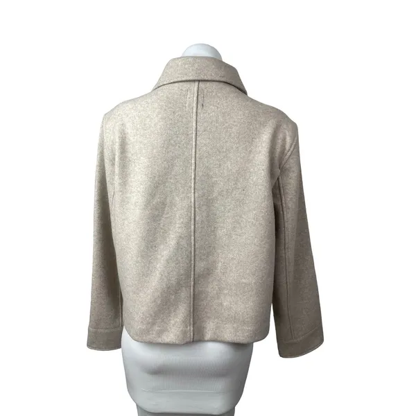 Zara Women's Beige Collared Long Sleeve Button Down Shirt Shacket Coat Jacket M - Image 4