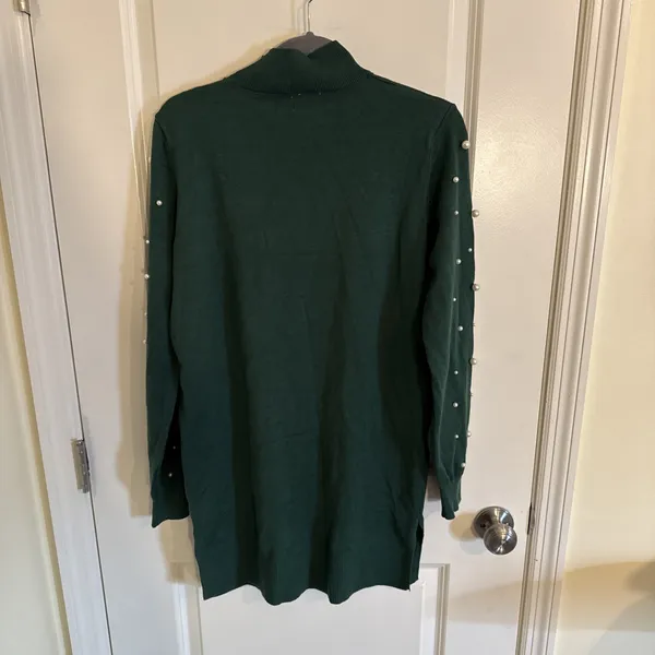 Shop The Mint All The Love Emerald Pearl Embellished Sweater Dress Sz Large - Image 4