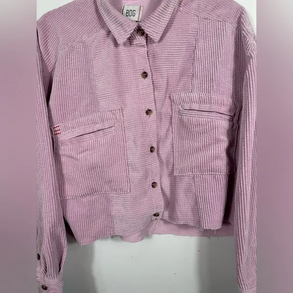 BDG‎ Urban Outfitters Pink Corduroy Cropped Jacket Women’s Large Button Front - Image 6