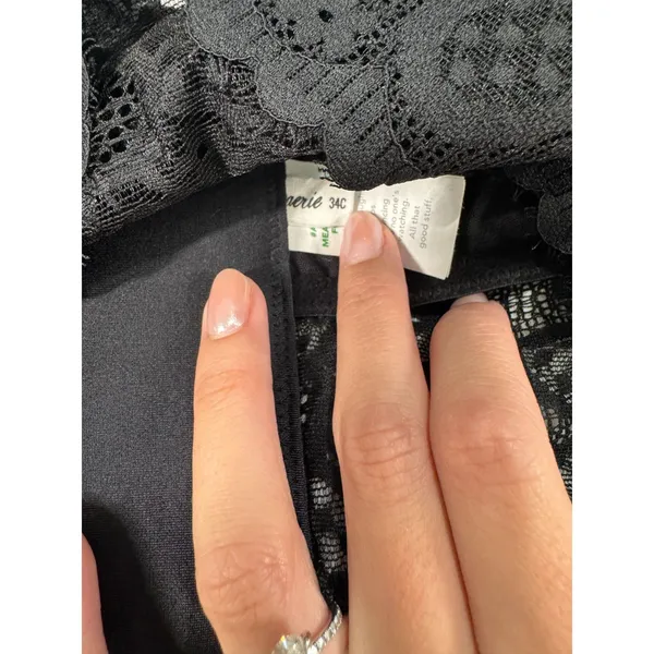 Aerie Black Lace Balconette Bra 34C Underwire Floral Scalloped Trim - Image 3