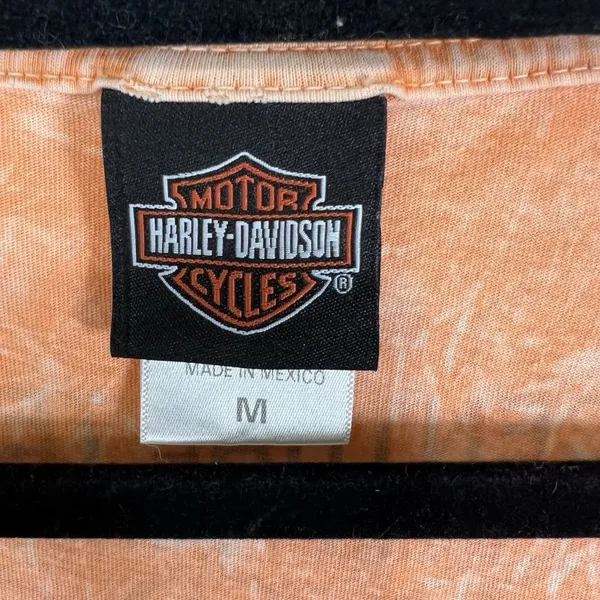 Harley‎ davidson v neck short sleeve shirt Womens Size M Orange Texas Motorcycle - Image 4