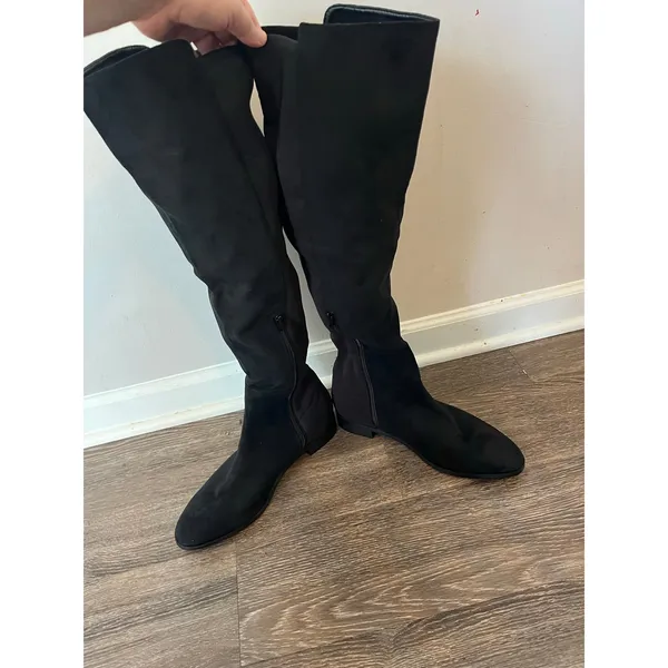 J. Crew Knee-high Boots with stretch low heel in black Size 11 - Image 6