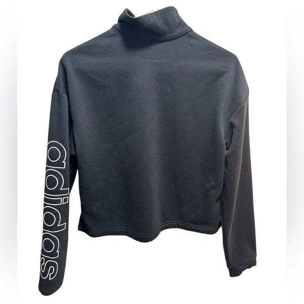 Adidas Black and white Quarter-Zip Pullover long sleeve crop top - Image 2