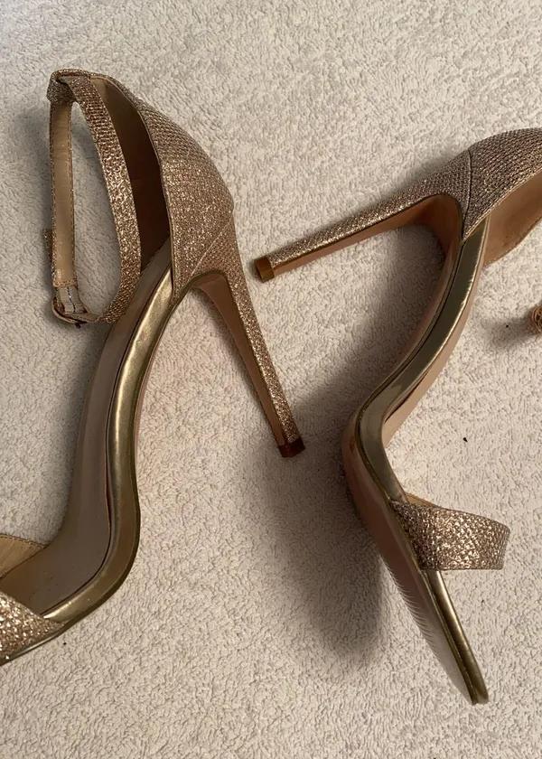 Didifu glitter gold stiletto ankle strap heels Sz 8.5 - Image 3
