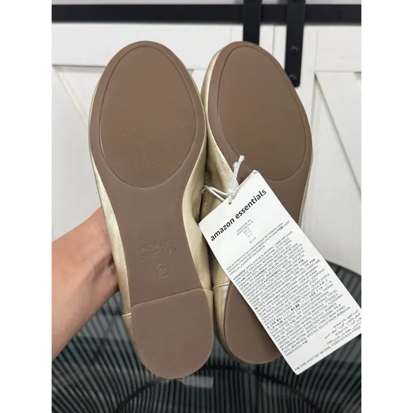 Amazon Essentials Women Belice Ballet Flat Gold Metallic Shoes Size 8W NWOB - Image 8