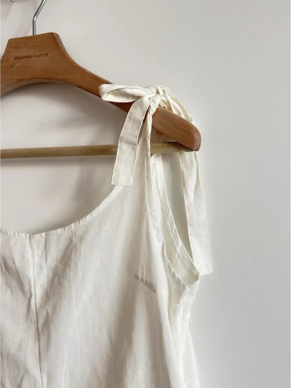 Luckliva White Cotton Tie Strap Jumpsuit Size Large Beach Cover Up NWT - Image 3
