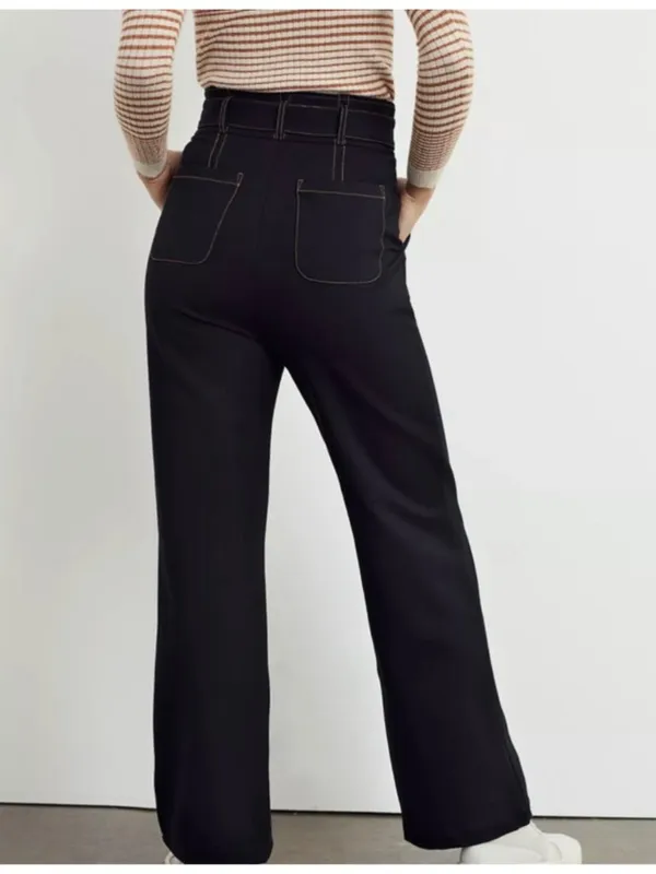 Maeve Anthropologie Irina Relaxed Ponte Black Wide Leg Pants Size 8 - Image 2