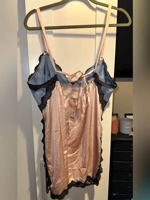 NWT Free People On The Rise Mini Slip Dress- Pink Seasalt Combo $98 MSRP - Image 7