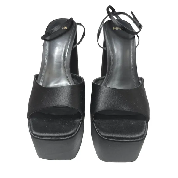 MNG Mango Women's Black Platform Ankle Strap High Heels Maxi Sandals Size 7.5 - Image 2