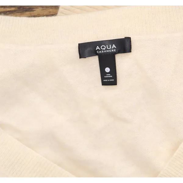 NWT Aqua Front Button Cashmere V-Neck Cardigan Sweater V10337 Ash Off White L - Image 9