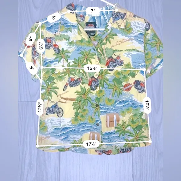 HARLEY DAVIDSON VINTAGE Women’s Hawaiian Button Down Tropical Shirt - Image 6
