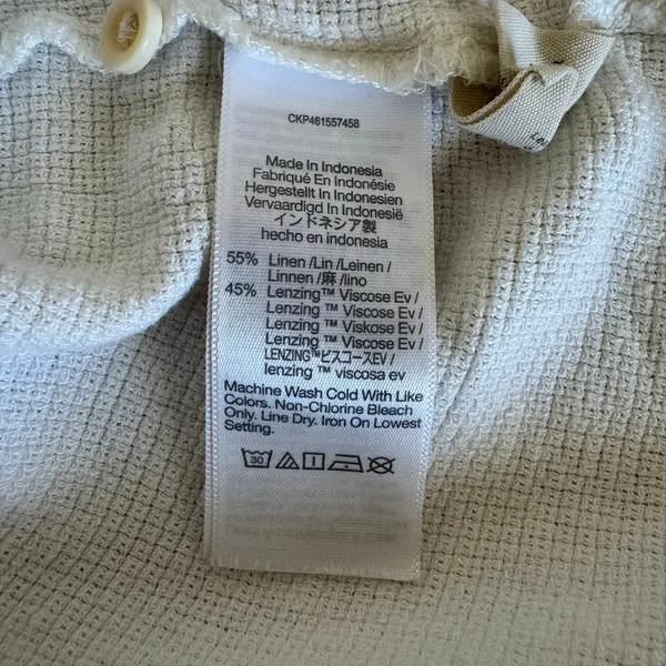 Madewell White Linen Blend Short Sleeve Button Down Shirt Size M - Image 5